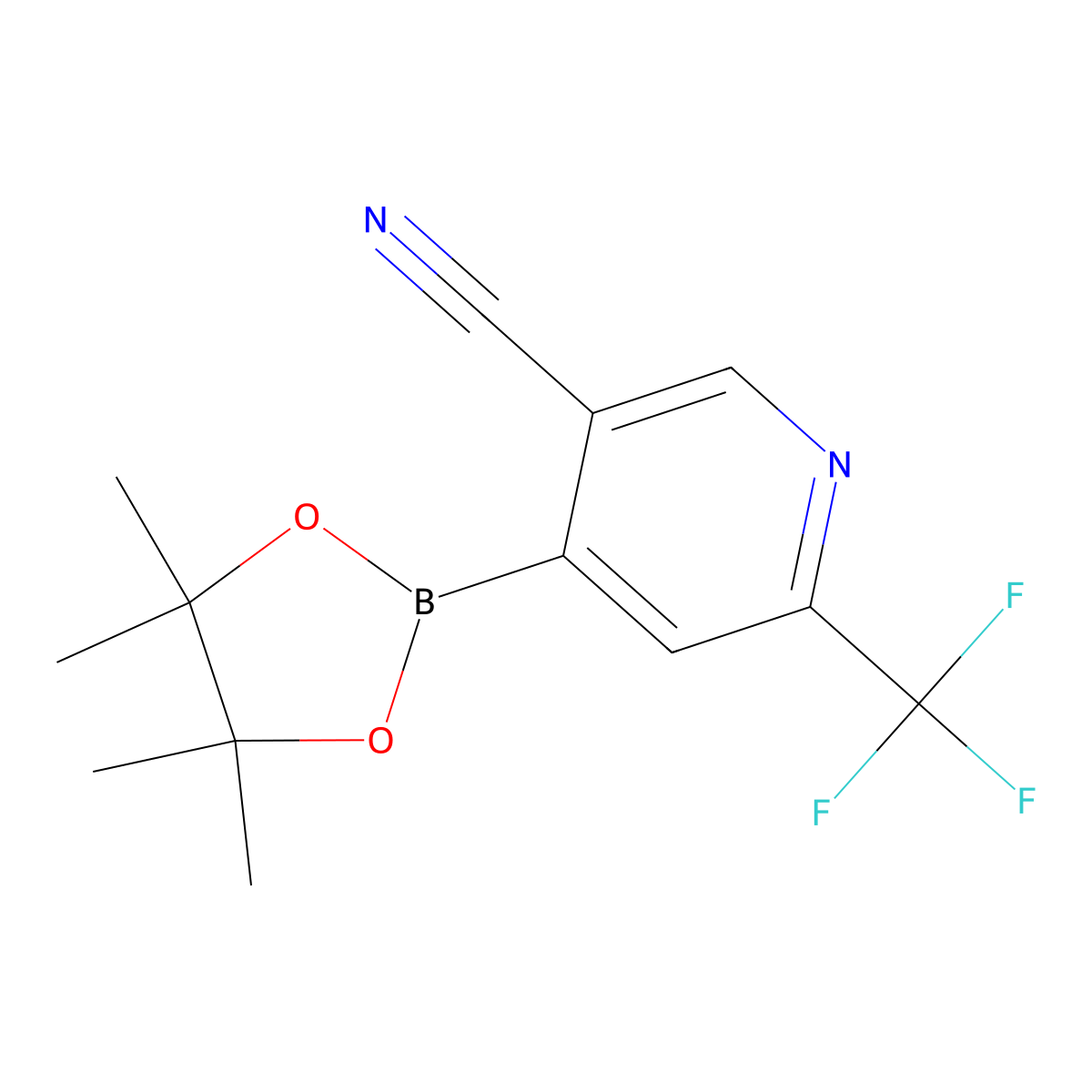 4-(Tetramethyl-1,3,2-dioxaborolan-2-yl)-6-(trifluoromethyl)pyridine-3-carbonitrile molecular structure, CAS 2223042-76-8