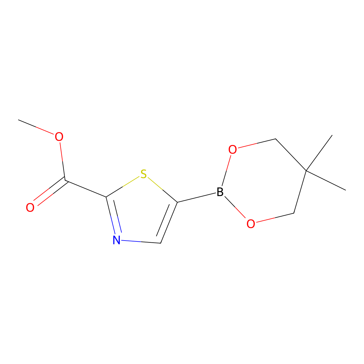 2-(Methoxycarbonyl)thiazole-5-boronic acid neopentylglycol ester molecular structure, CAS 2223042-79-1