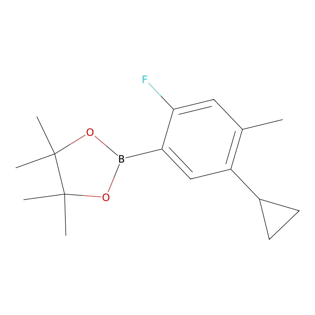 2-Fluoro-4-methyl-5-cyclopropylphenylboronic acid pinacol ester molecular structure, CAS 2223042-83-7