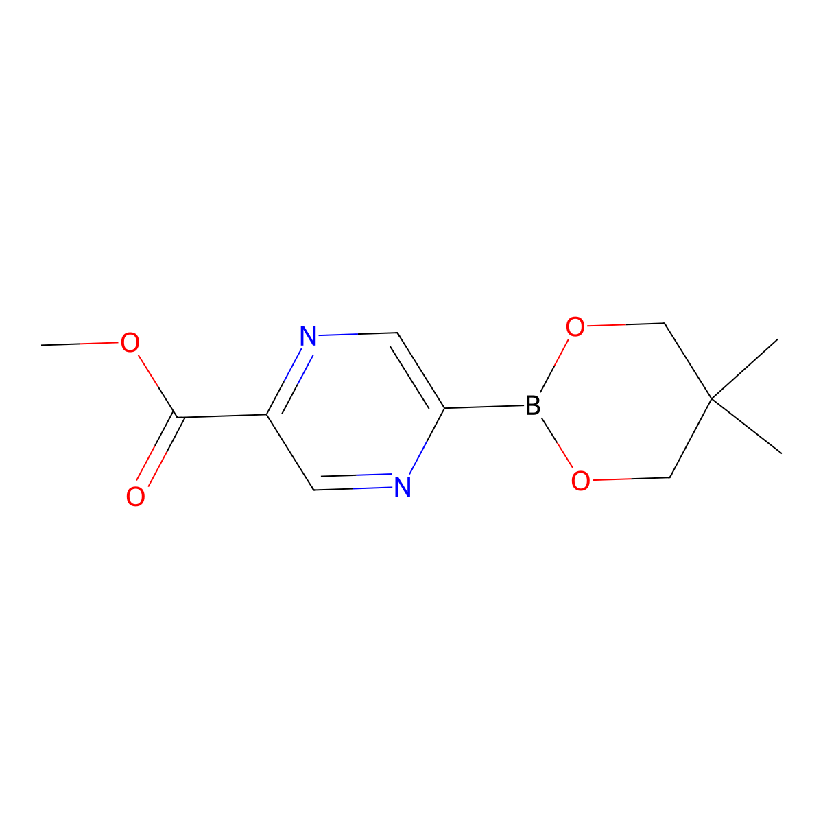 5-(Methoxycarbonyl)pyrazine-2-boronic acid neopentylglycol ester molecular structure, CAS 2223042-87-1