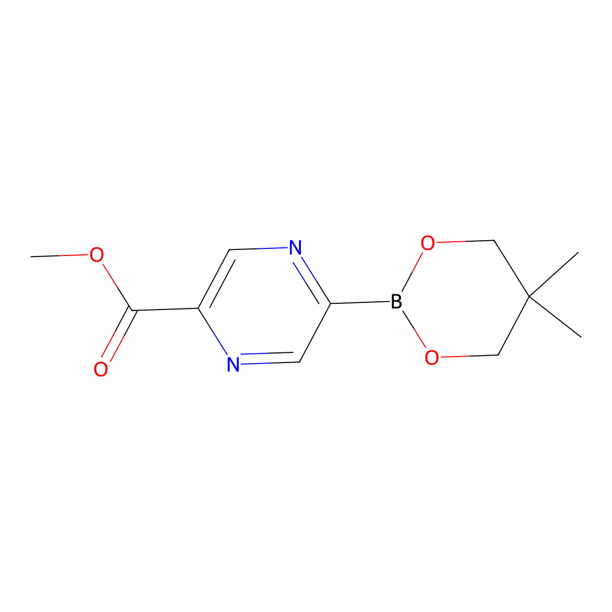 5-(Methoxycarbonyl)pyrazine-2-boronic acid neopentylglycol ester molecular structure, CAS 2223042-87-1