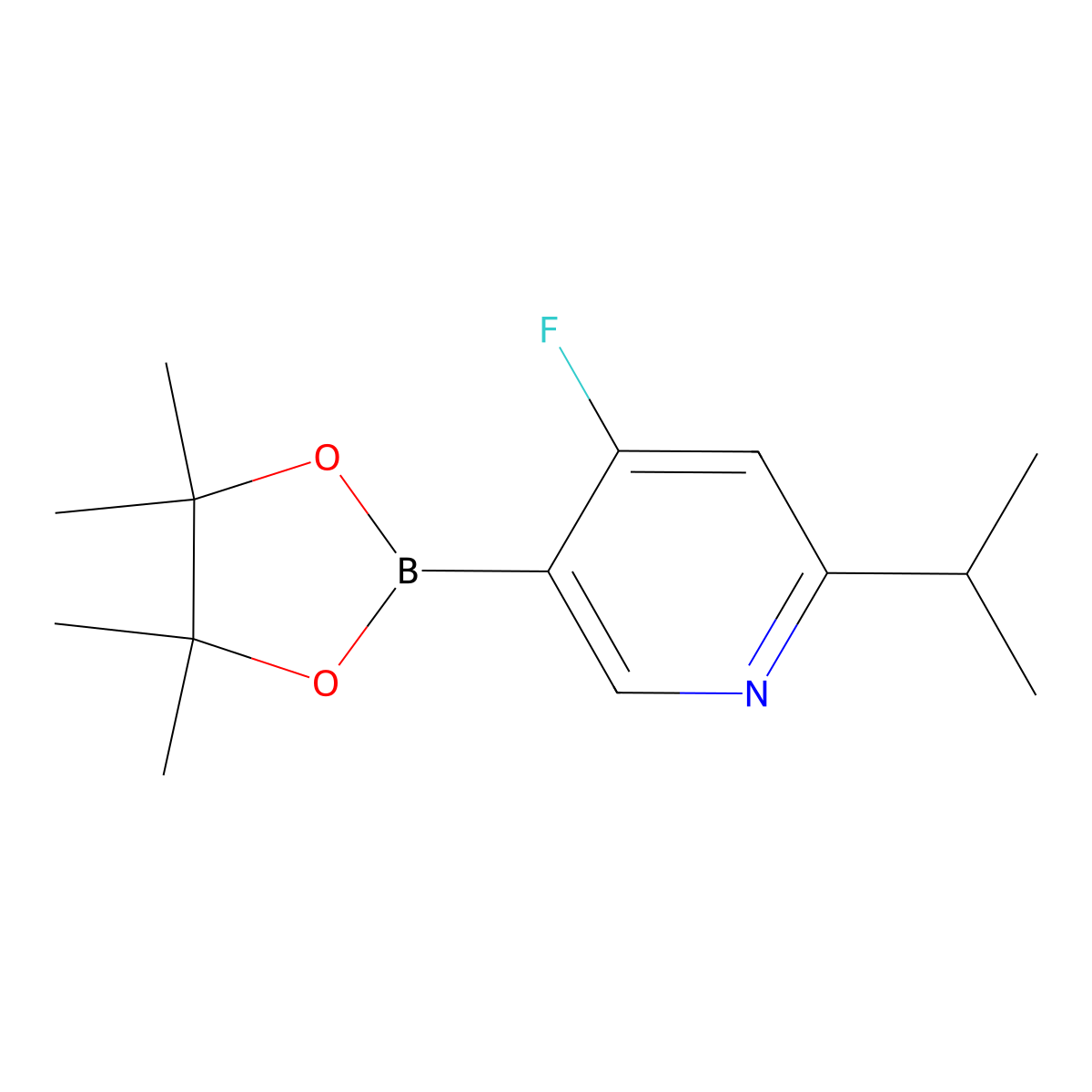 4-Fluoro-2-isopropyl-5-(4,4,5,5-tetramethyl-1,3,2-dioxaborolan-2-yl)pyridine molecular structure, CAS 2223042-88-2