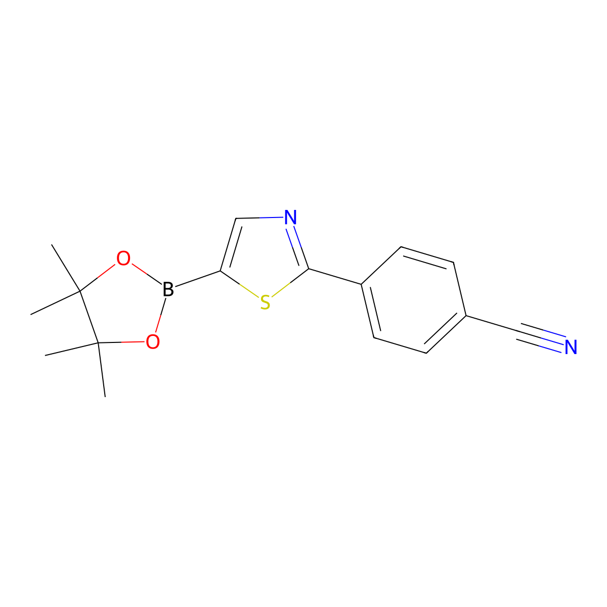 2-(4-Cyanophenyl)thiazole-5-boronic acid pinacol ester molecular structure, CAS 2223043-10-3