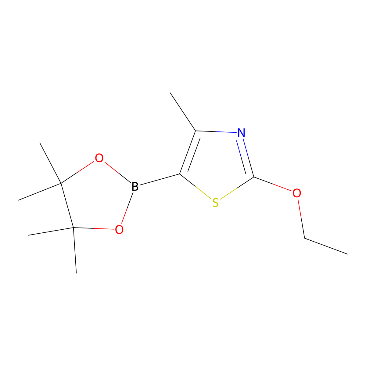 2-Ethoxy-4-methyl-5-(4,4,5,5-tetramethyl-1,3,2-dioxaborolan-2-YL)thiazole molecular structure, CAS 2223043-11-4