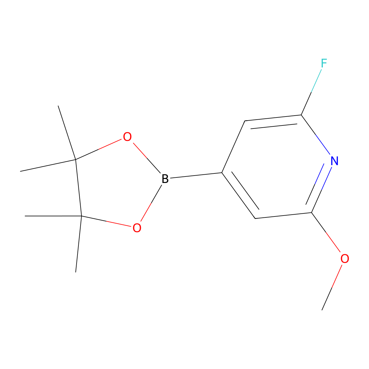 2-Fluoro-6-methoxy-4-(4,4,5,5-tetramethyl-1,3,2-dioxaborolan-2-YL)pyridine molecular structure, CAS 2223043-31-8