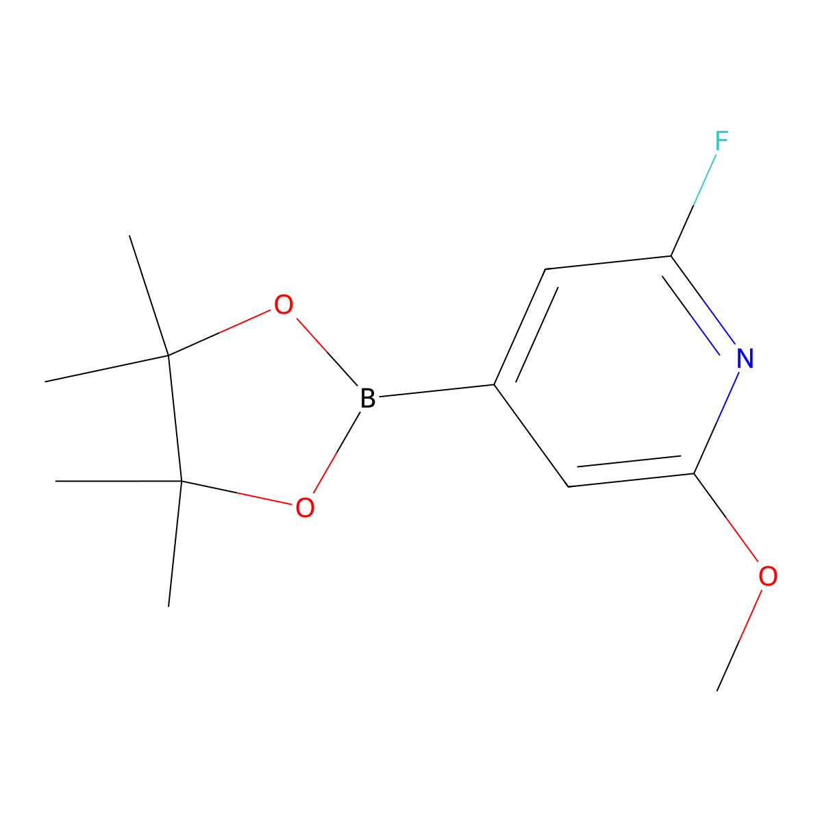 2-Fluoro-6-methoxy-4-(4,4,5,5-tetramethyl-1,3,2-dioxaborolan-2-YL)pyridine molecular structure, CAS 2223043-31-8