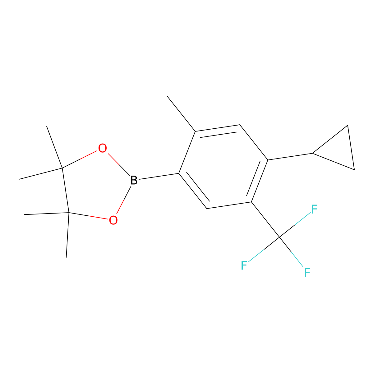 2-Methyl-5-trifluoromethyl-4-cyclopropylphenylboronic acid pinacol ester molecular structure, CAS 2223043-33-0
