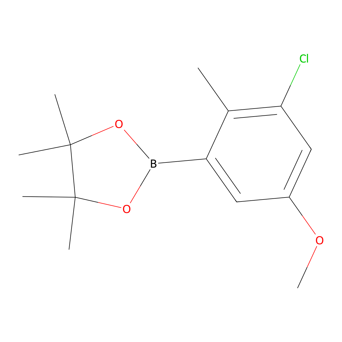 3-Chloro-2-methyl-5-methoxyphenylboronic acid pinacol ester molecular structure, CAS 2223043-51-2