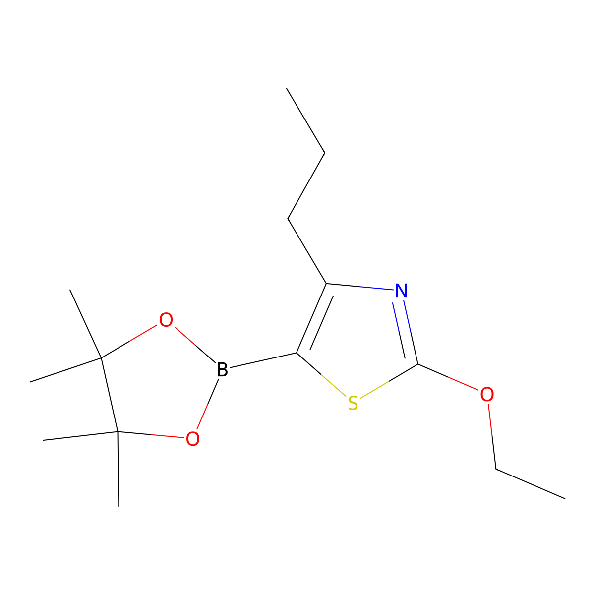 2-Ethoxy-4-propyl-5-(4,4,5,5-tetramethyl-1,3,2-dioxaborolan-2-YL)thiazole molecular structure, CAS 2223043-53-4