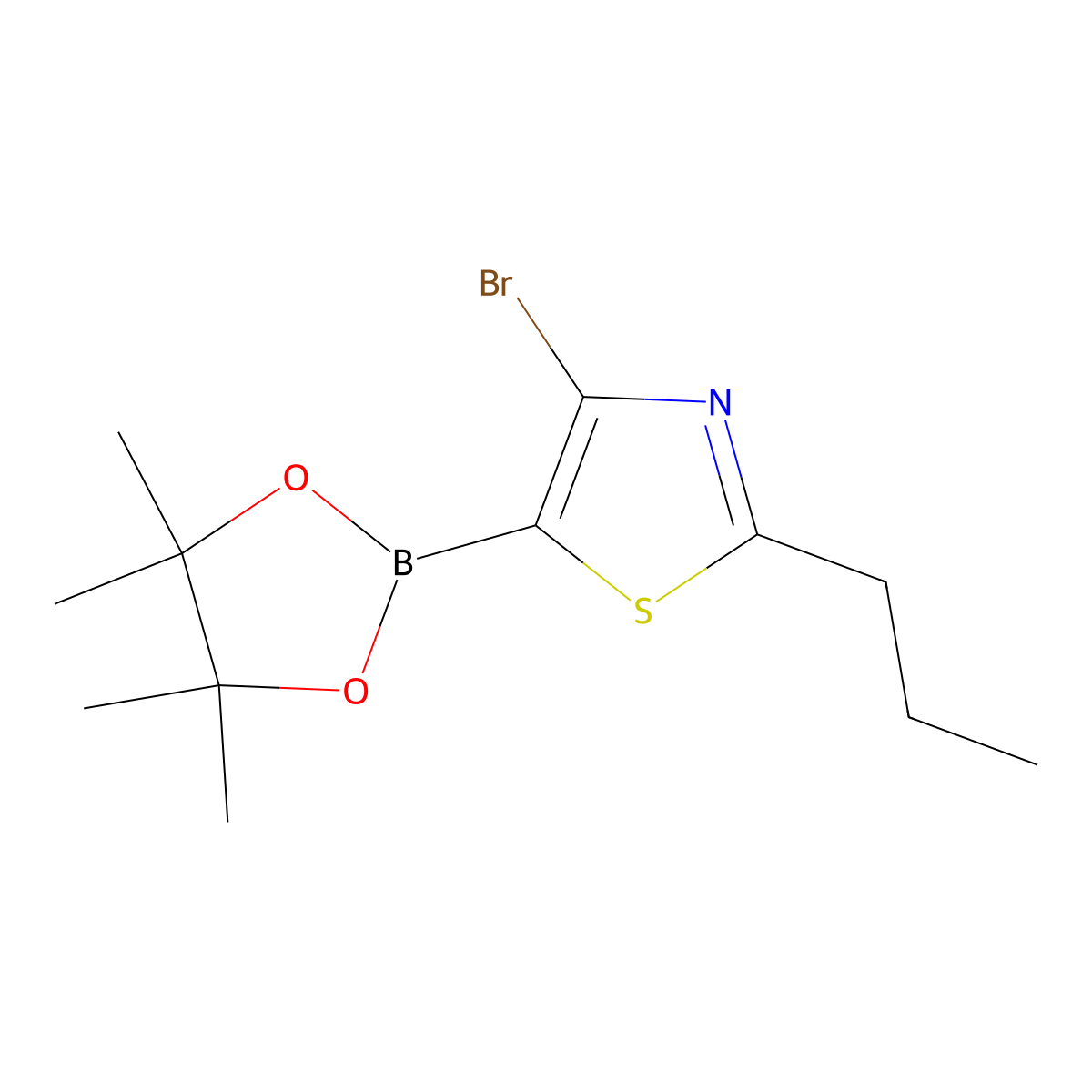 4-Bromo-2-(n-propyl)thiazole-5-boronic acid pinacol ester molecular structure, CAS 2223043-59-0