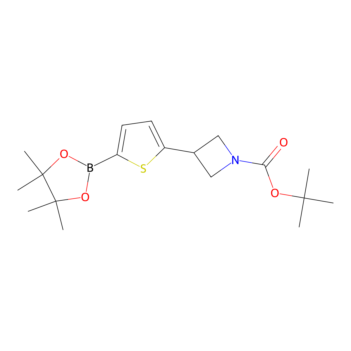 Tert-butyl 3-(5-(4,4,5,5-tetramethyl-1,3,2-dioxaborolan-2-yl)thiophen-2-yl)azetidine-1-carboxylate molecular structure, CAS 2223043-62-5