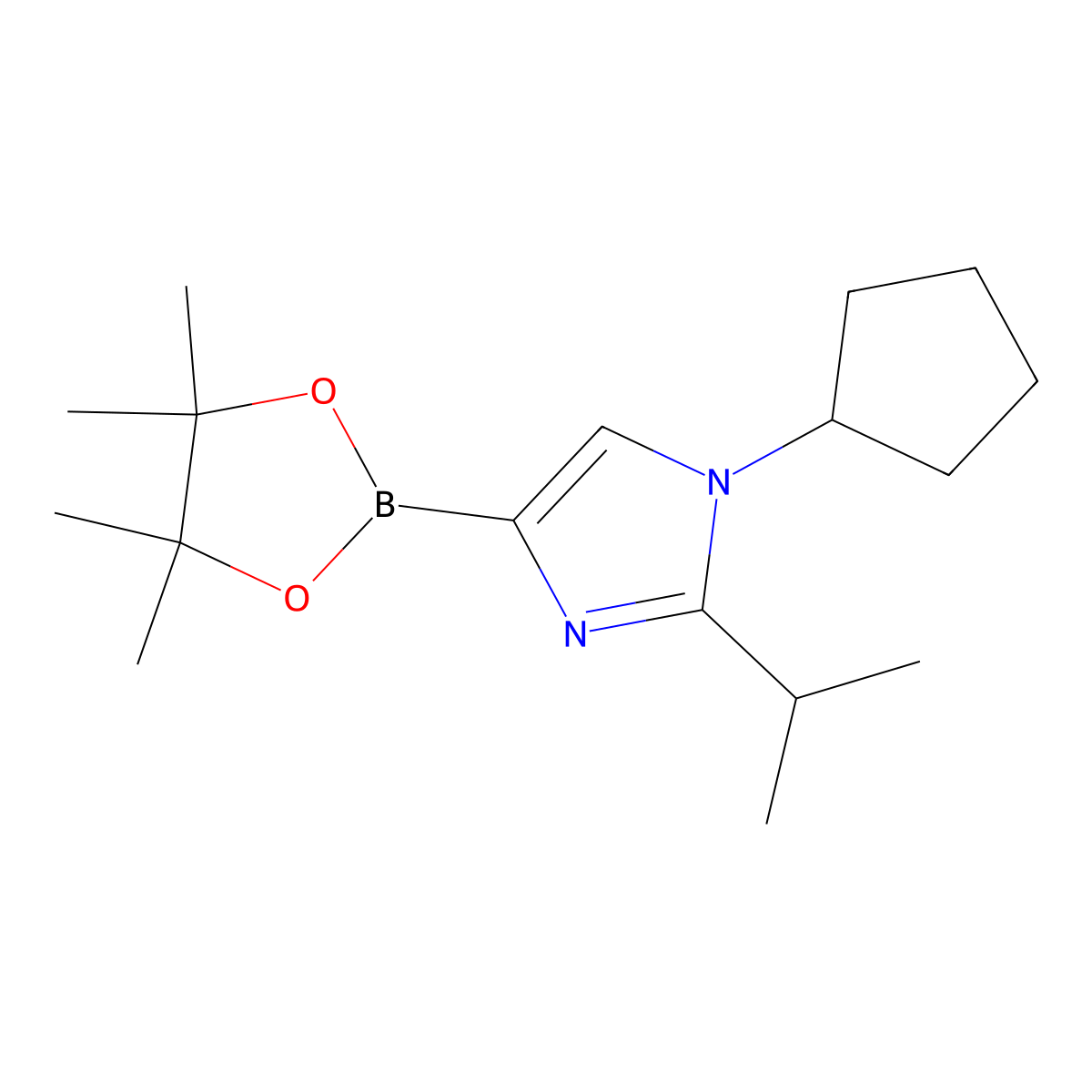 1-Cyclopentyl-2-(iso-propyl)imidazole-4-boronic acid pinacol ester molecular structure, CAS 2223043-78-3