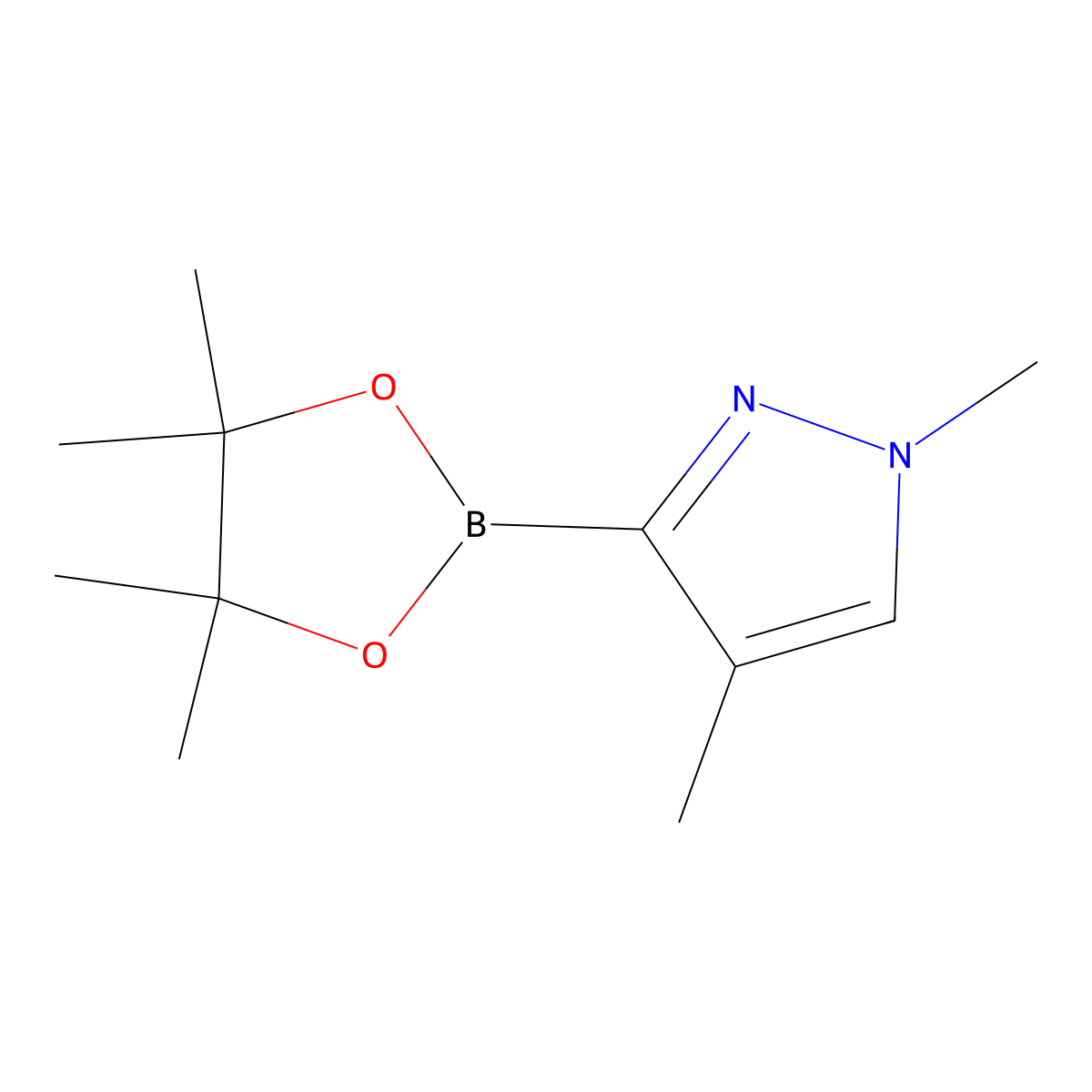 1,4-dimethyl-3-(tetramethyl-1,3,2-dioxaborolan-2-yl)-1H-pyrazole molecular structure, CAS 2223043-80-7