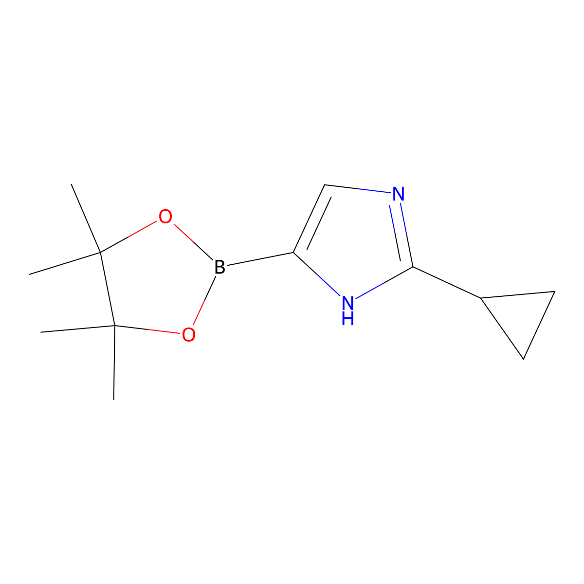 2-Cyclopropylimidazole-4-boronic acid pinacol ester molecular structure, CAS 2223043-87-4