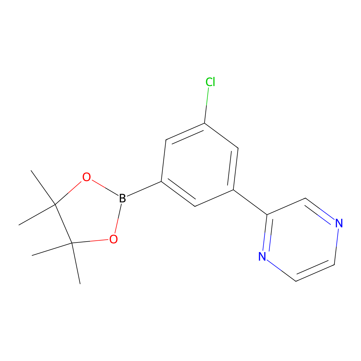 3-Chloro-5-(pyrazin-2-yl)phenylboronic acid pinacol ester molecular structure, CAS 2223043-93-2