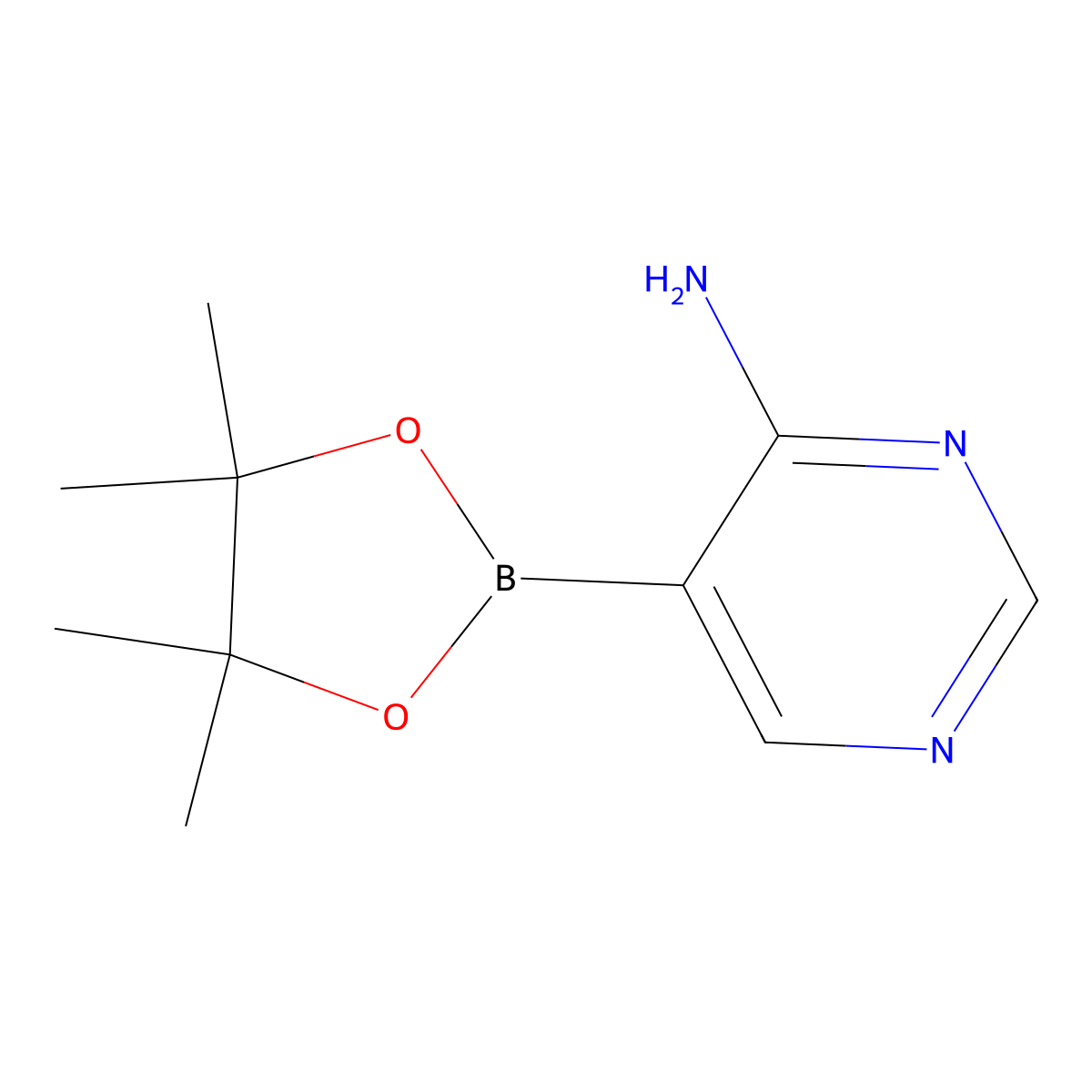 5-(4,4,5,5-Tetramethyl-1,3,2-dioxaborolan-2-yl)pyrimidin-4-amine molecular structure, CAS 2223044-20-8