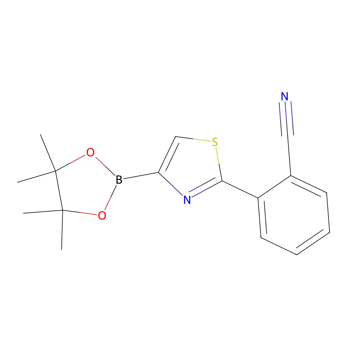 2-(2-Cyanophenyl)thiazole-4-boronic acid pinacol ester molecular structure, CAS 2223044-38-8