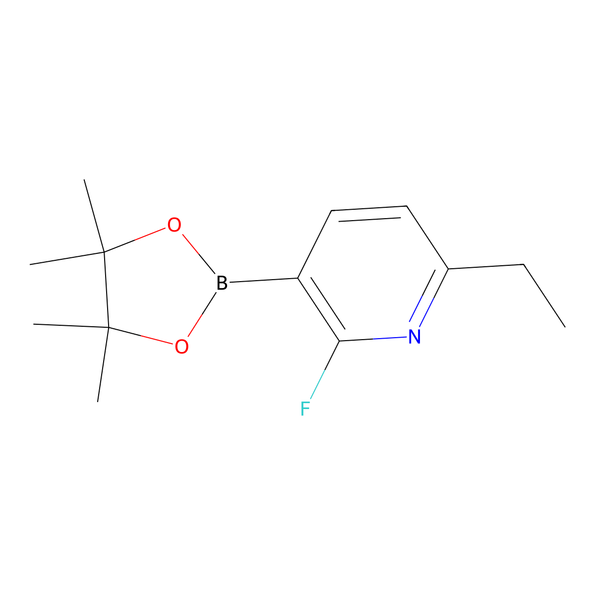 2-Fluoro-6-ethylpyridine-3-boronic acid pinacol ester molecular structure, CAS 2223044-40-2