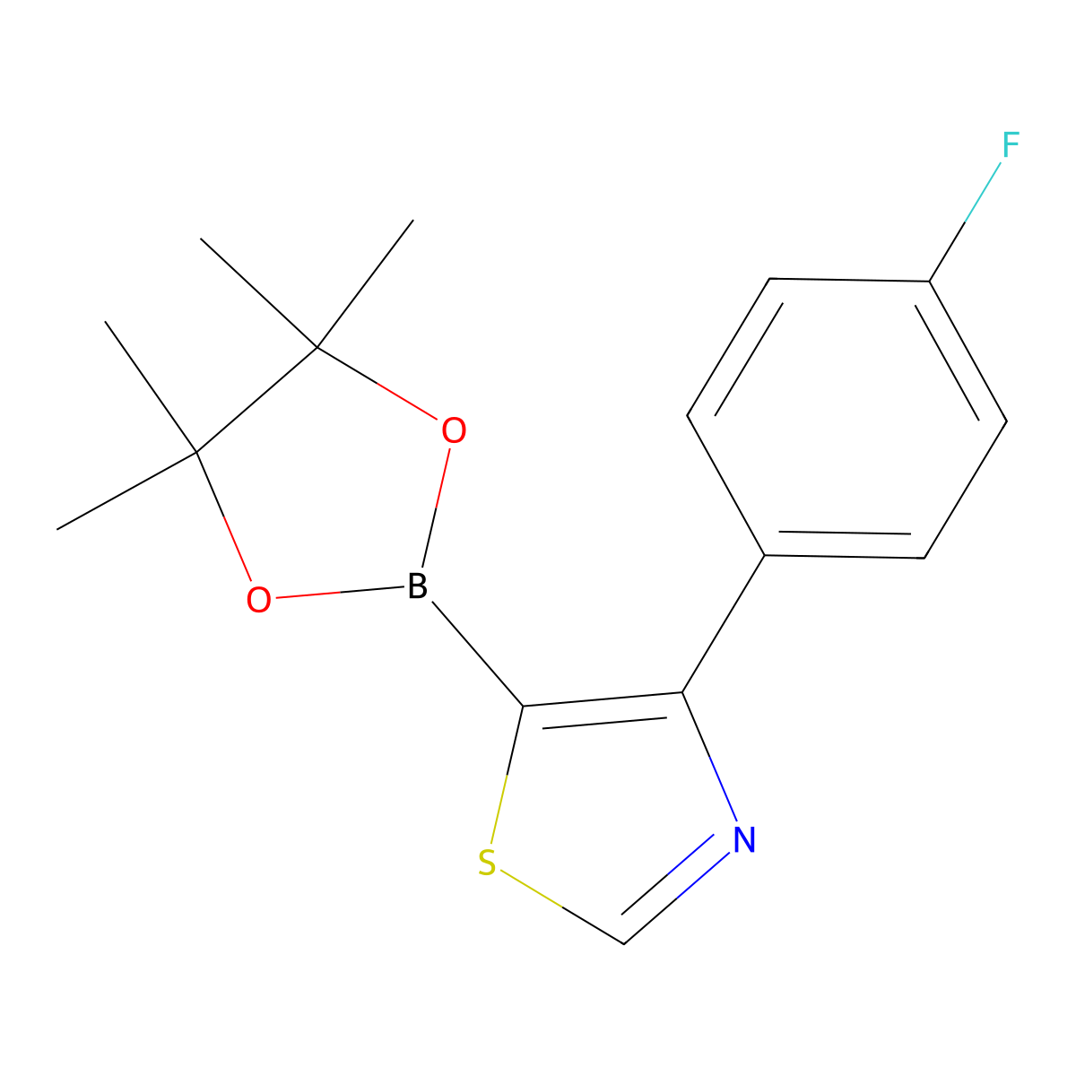 4-(4-Fluorophenyl)thiazole-5-boronic acid pinacol ester molecular structure, CAS 2223044-42-4