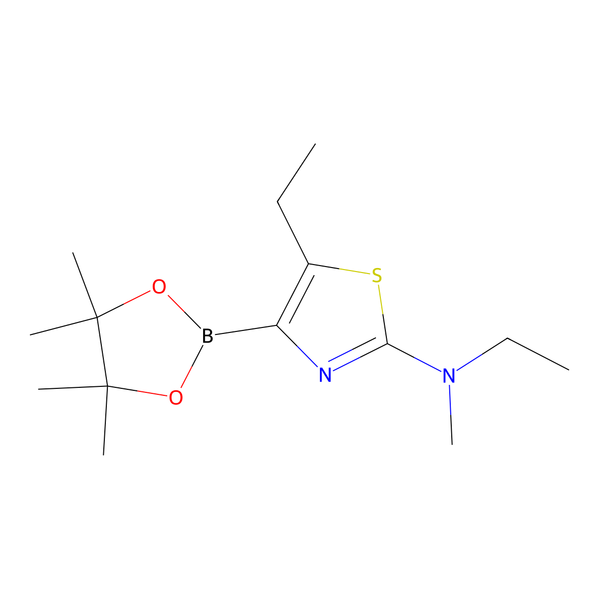 5-Ethyl-2-(methylethylamino)thiazole-4-boronic acid pinacol ester molecular structure, CAS 2223044-45-7