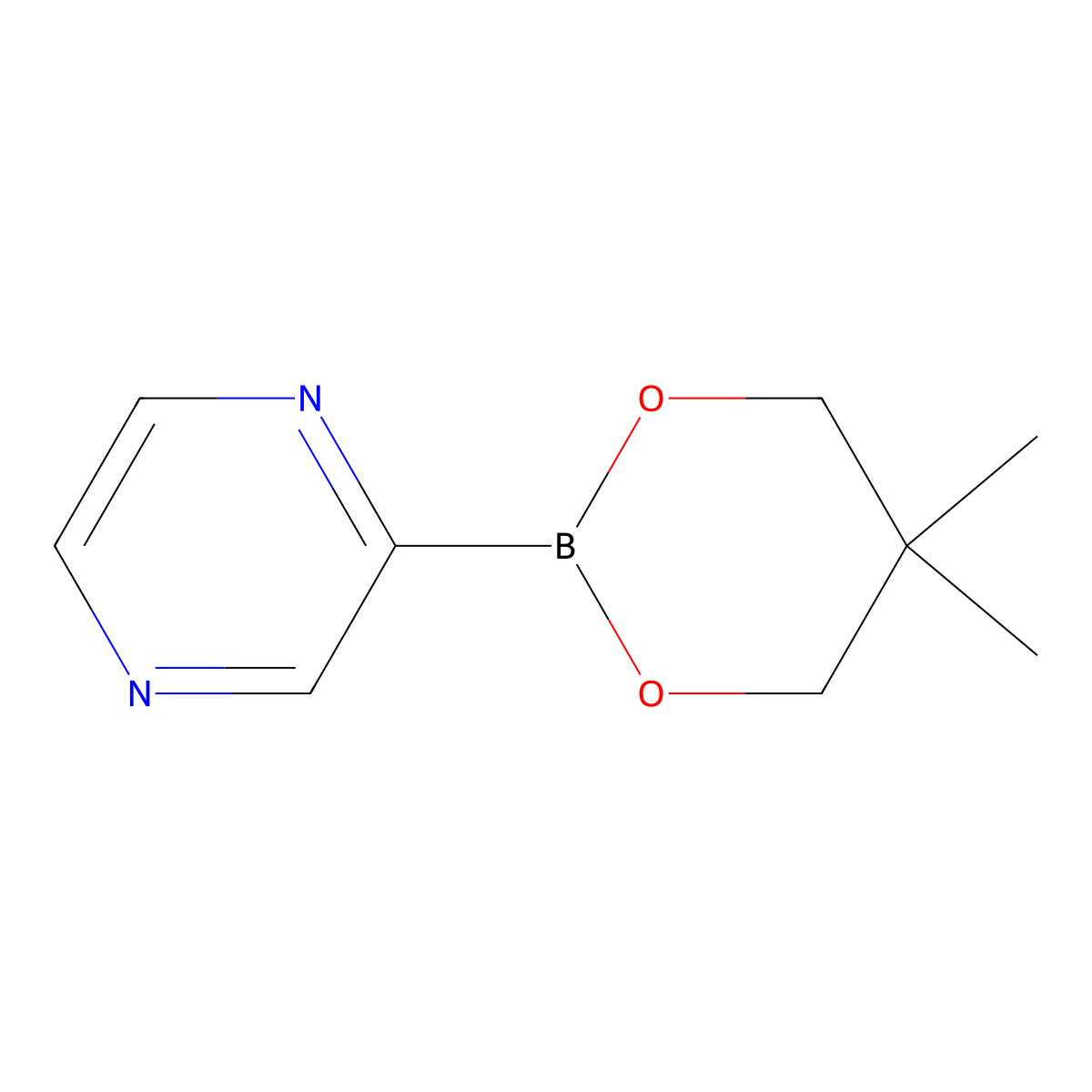 Pyrazine-2-boronic acid neopentylglycol ester molecular structure, CAS 2223044-47-9