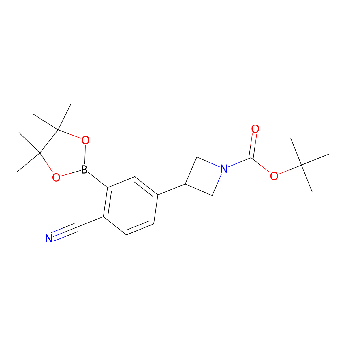 Tert-butyl 3-(4-cyano-3-(4,4,5,5-tetramethyl-1,3,2-dioxaborolan-2-yl)phenyl)azetidine-1-carboxylate molecular structure, CAS 2223044-54-8