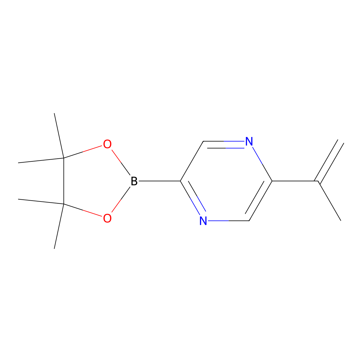 2-(Prop-1-EN-2-YL)-5-(4,4,5,5-tetramethyl-1,3,2-dioxaborolan-2-YL)pyrazine molecular structure, CAS 2223044-56-0