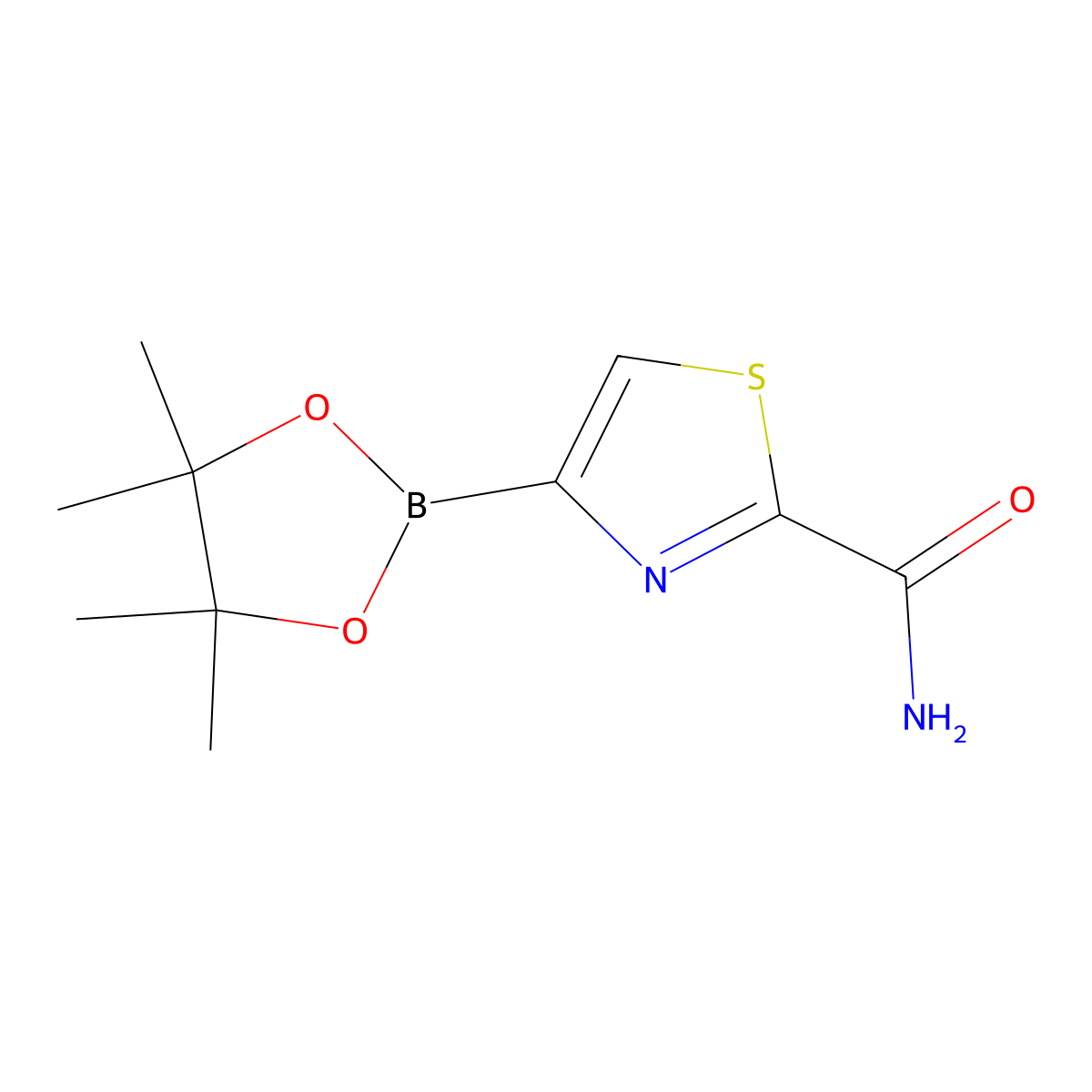 4-(4,4,5,5-Tetramethyl-1,3,2-dioxaborolan-2-yl)thiazole-2-carboxamide molecular structure, CAS 2223044-61-7