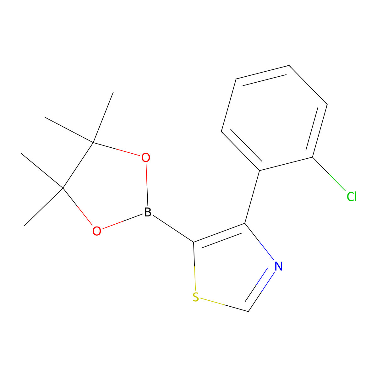 4-(2-Chlorophenyl)thiazole-5-boronic acid pinacol ester molecular structure, CAS 2223044-67-3