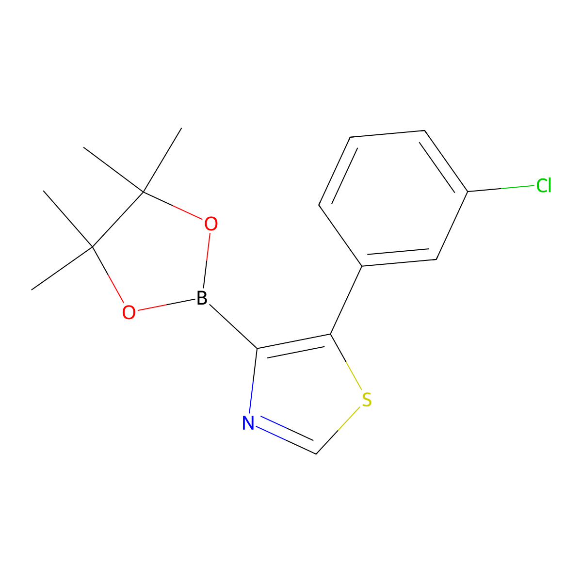 5-(3-Chlorophenyl)thiazole-4-boronic acid pinacol ester molecular structure, CAS 2223044-68-4