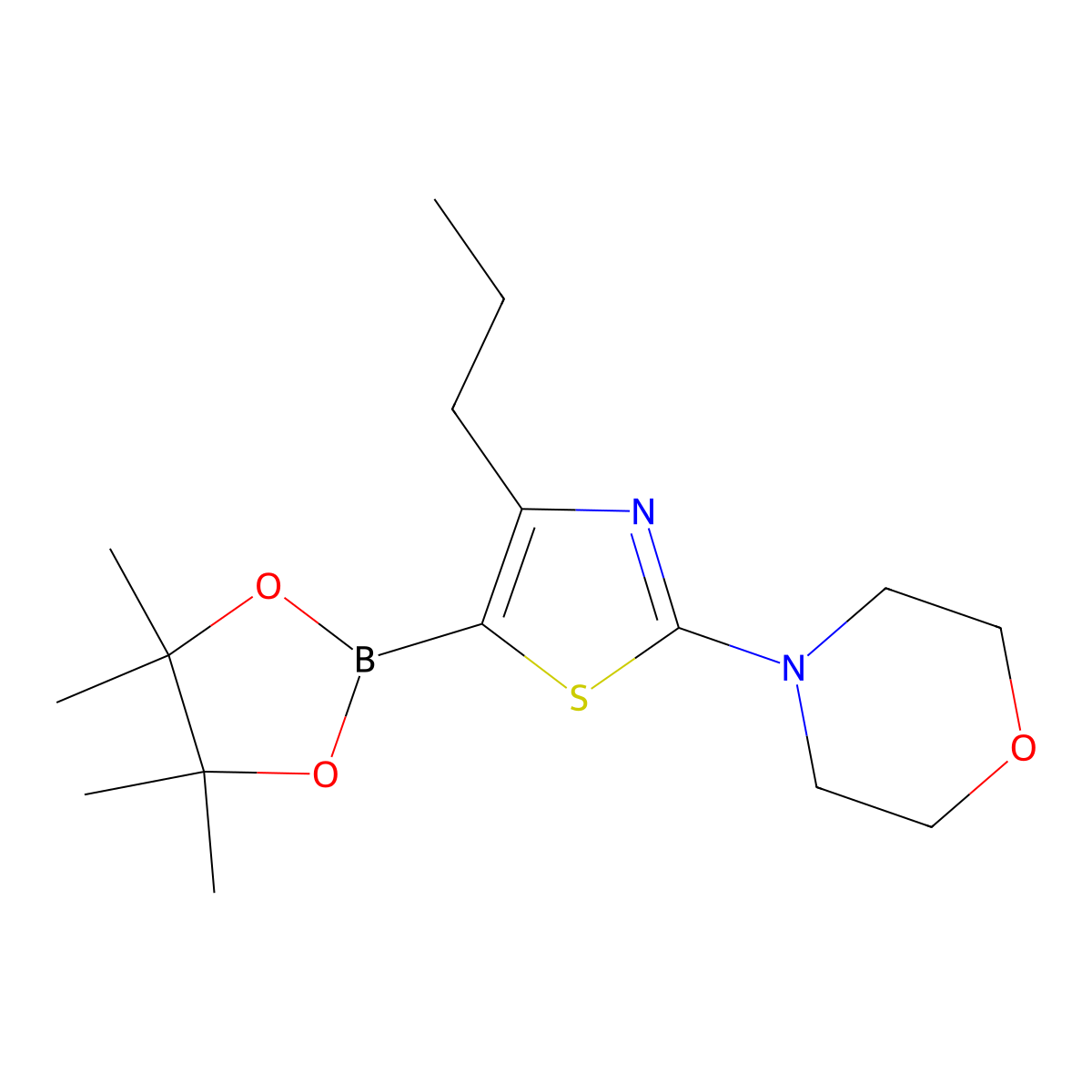 4-(n-Propyl)-2-(morpholino)thiazole-5-boronic acid pinacol ester molecular structure, CAS 2223044-70-8