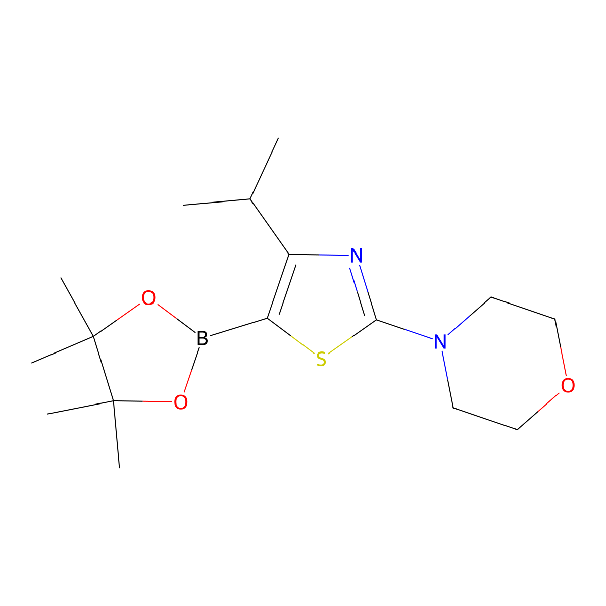 4-(iso-Propyl)-2-(morpholino)thiazole-5-boronic acid pinacol ester molecular structure, CAS 2223044-79-7