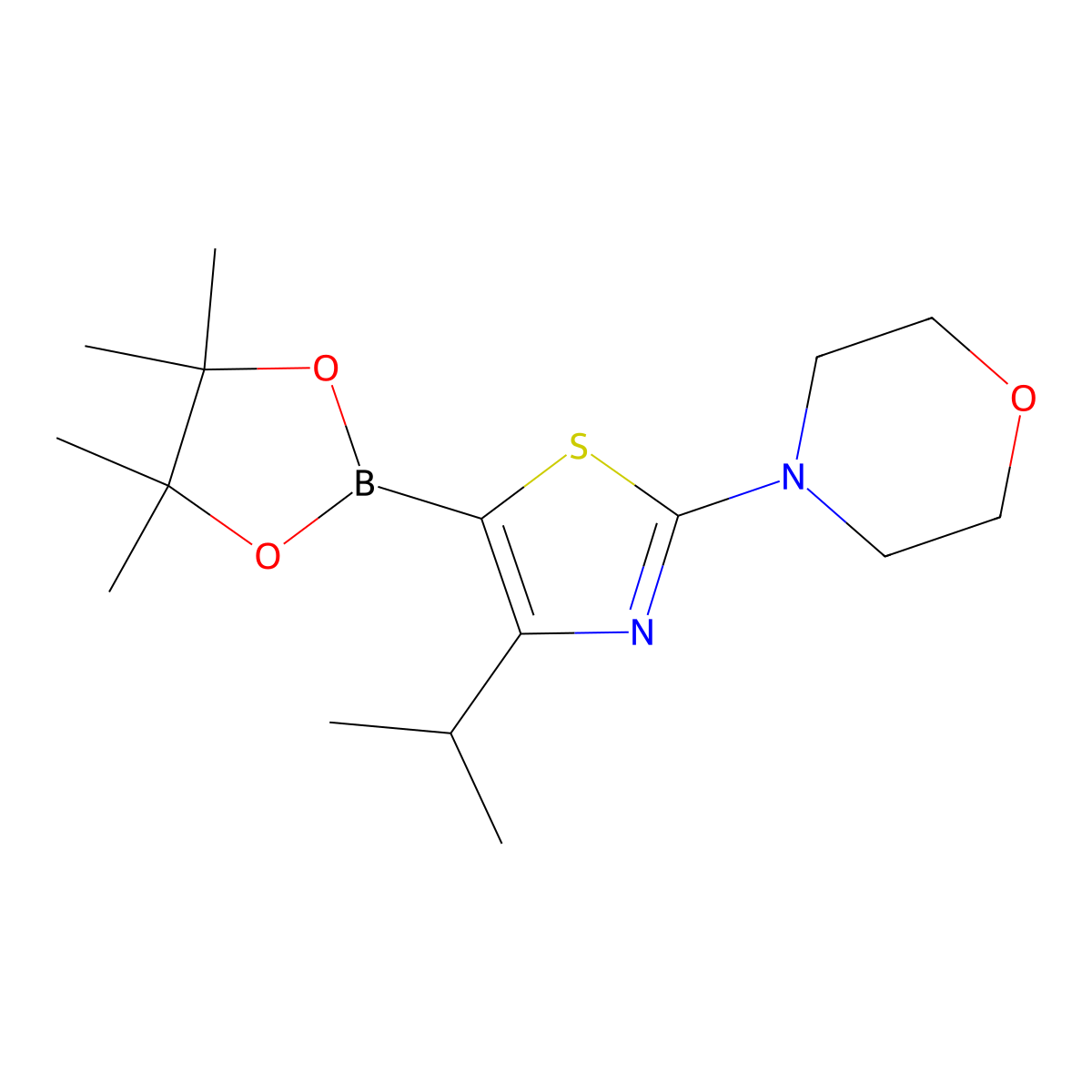 4-(iso-Propyl)-2-(morpholino)thiazole-5-boronic acid pinacol ester molecular structure, CAS 2223044-79-7