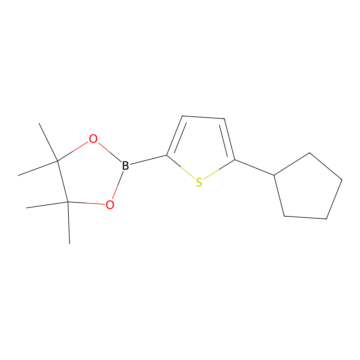 2-(5-Cyclopentylthiophen-2-yl)-4,4,5,5-tetramethyl-1,3,2-dioxaborolane molecular structure, CAS 2223044-83-3