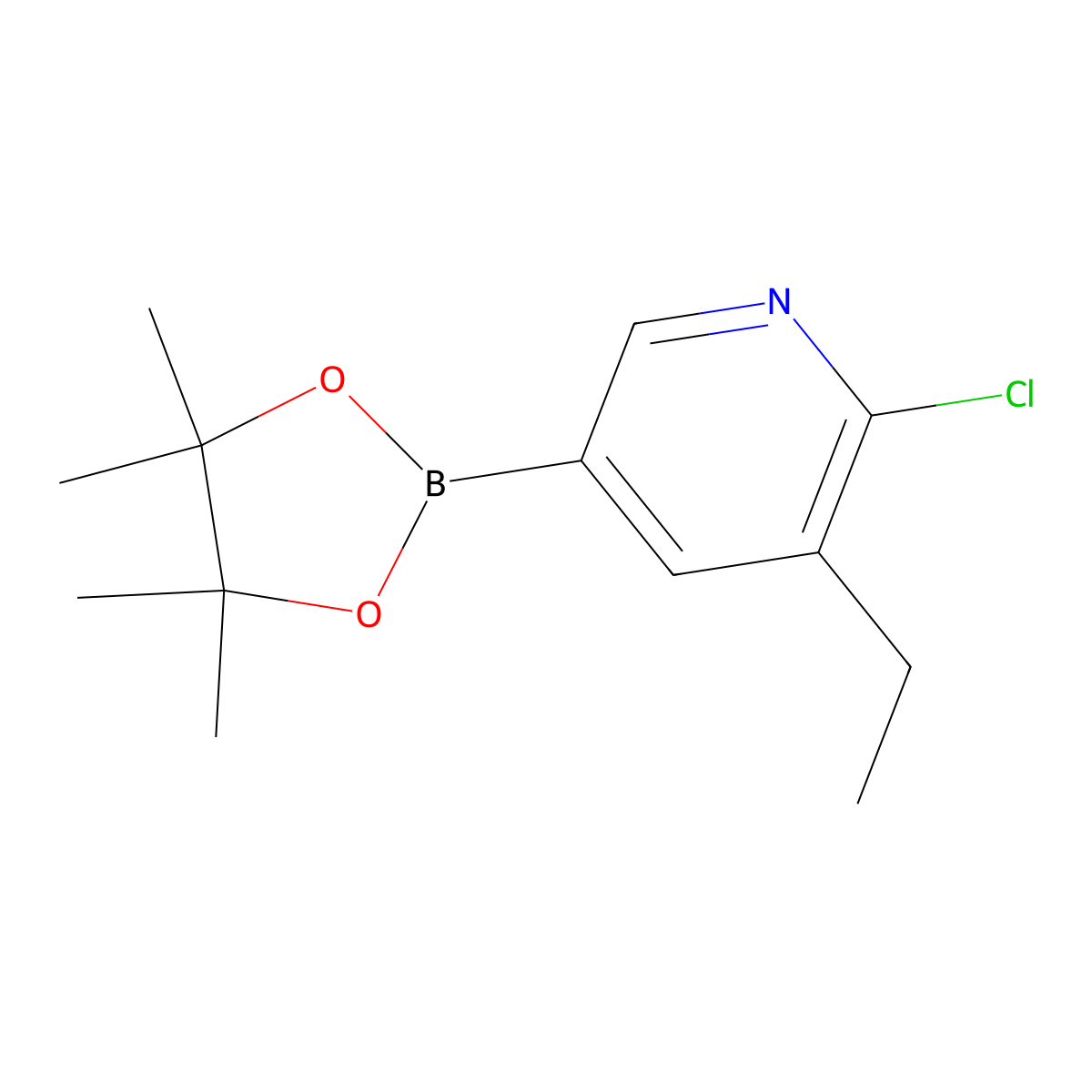 6-Chloro-5-ethylpyridine-3-boronic acid pinacol ester molecular structure, CAS 2223044-84-4