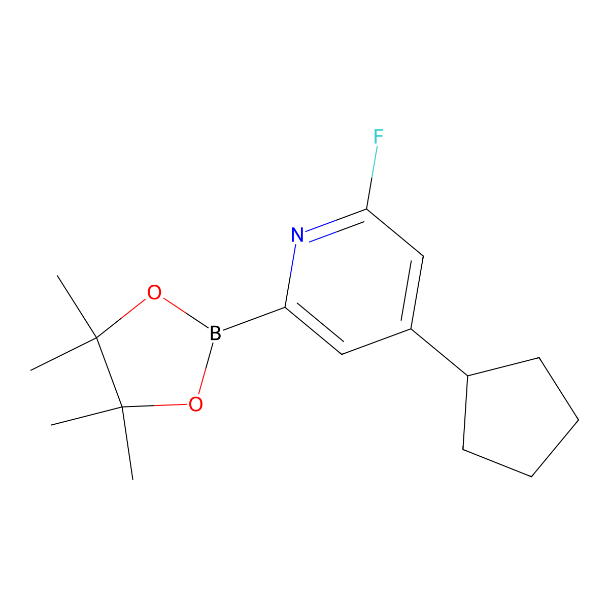 6-Fluoro-4-(cyclopentyl)pyridine-2-boronic acid pinacol ester molecular structure, CAS 2223044-87-7