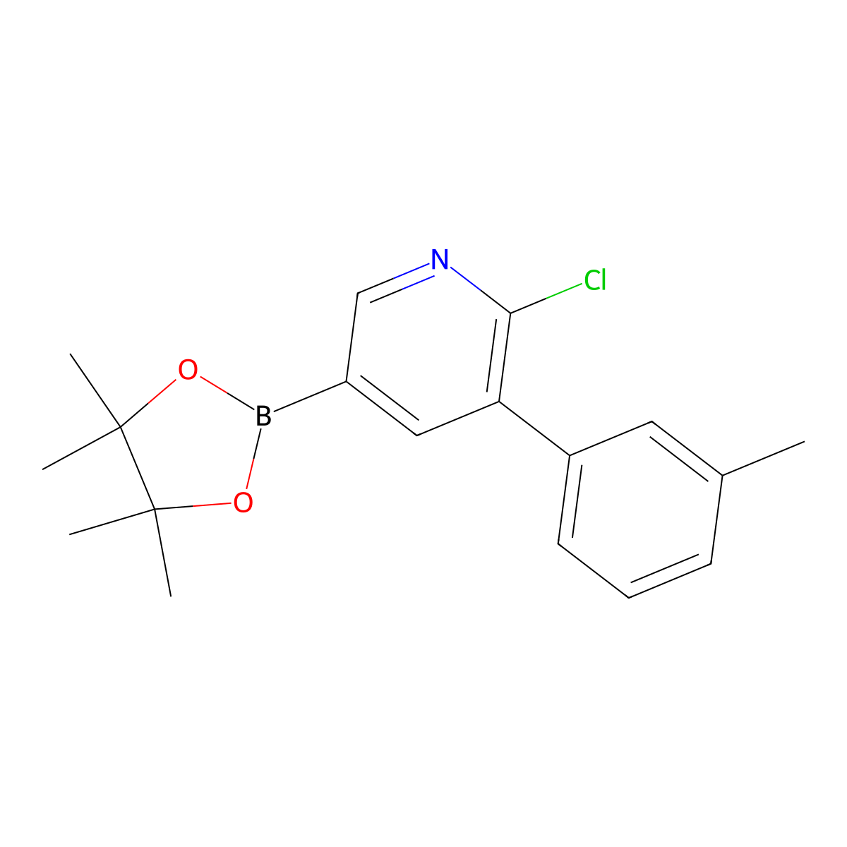 6-Chloro-5-(3-tolyl)pyridine-3-boronic acid pinacol ester molecular structure, CAS 2223044-93-5