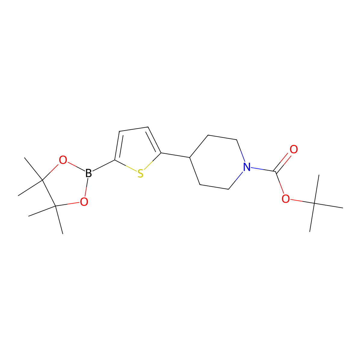 tert-Butyl 4-(5-(4,4,5,5-tetramethyl-1,3,2-dioxaborolan-2-yl)thiophen-2-yl)piperidine-1-carboxylate molecular structure, CAS 2223044-94-6
