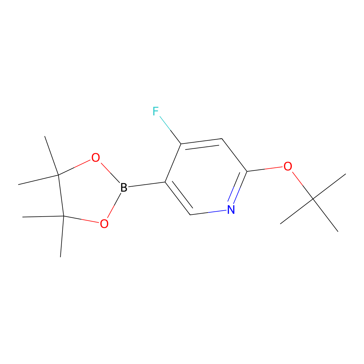 4-Fluoro-2-(tert-butoxy)pyridine-5-boronic acid pinacol ester molecular structure, CAS 2223045-25-6