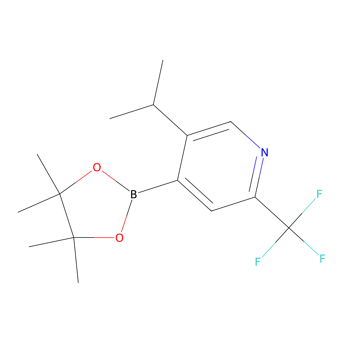 5-(iso-Propyl)-2-trifluoromethylpyridine-4-boronic acid pinacol ester molecular structure, CAS 2223045-26-7