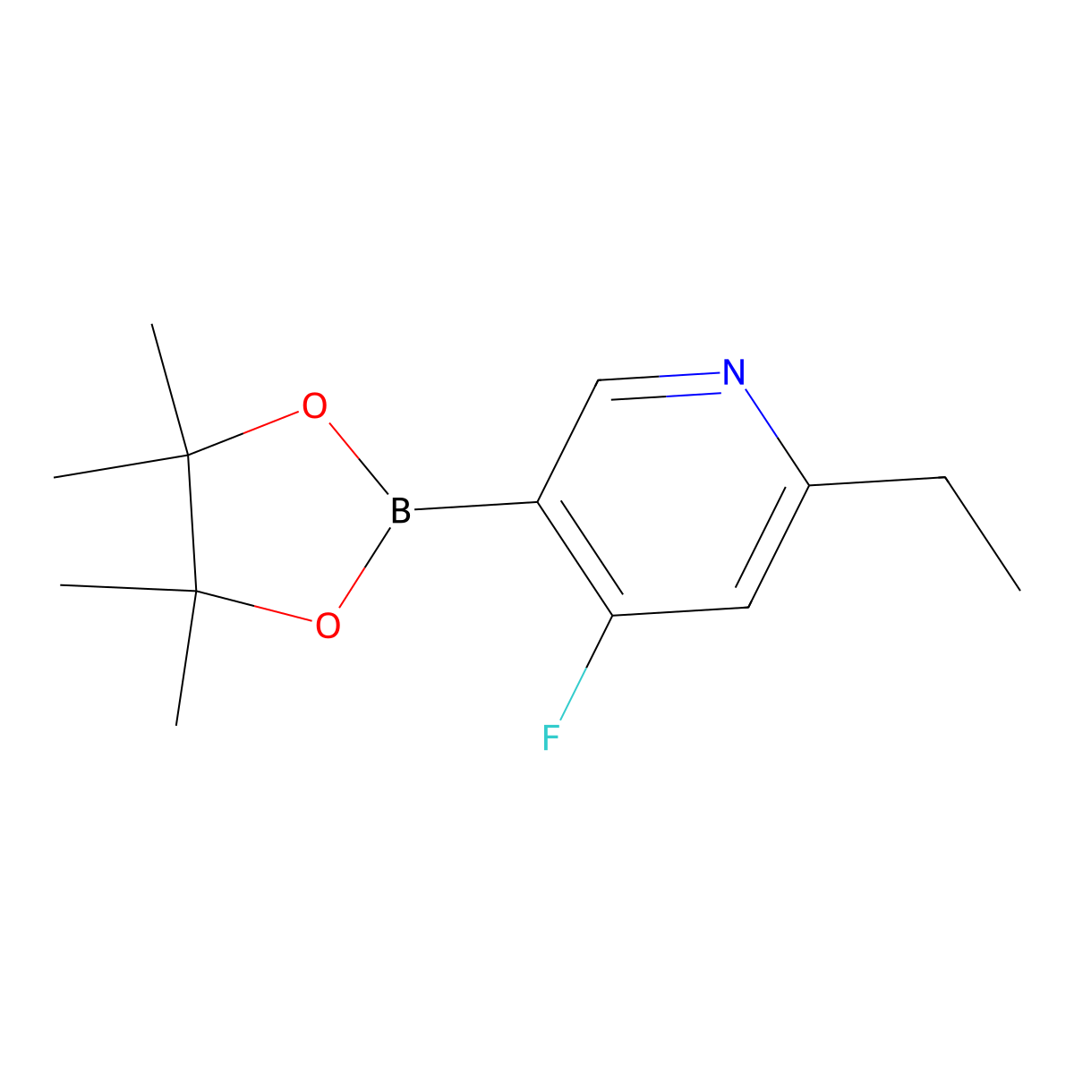 4-Fluoro-2-ethylpyridine-5-boronic acid pinacol ester molecular structure, CAS 2223045-36-9