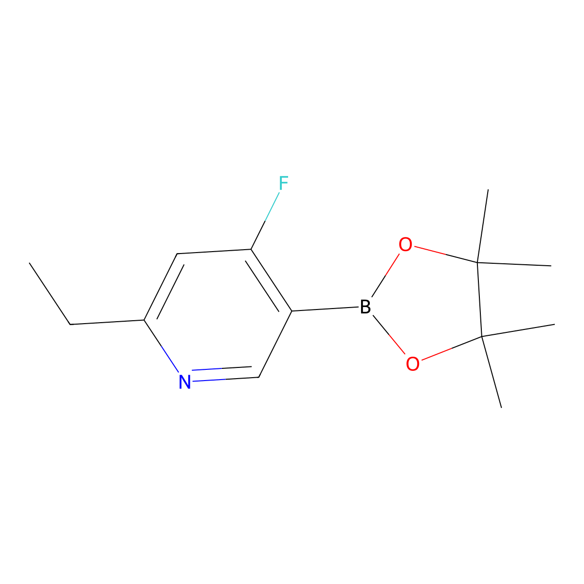 4-Fluoro-2-ethylpyridine-5-boronic acid pinacol ester molecular structure, CAS 2223045-36-9