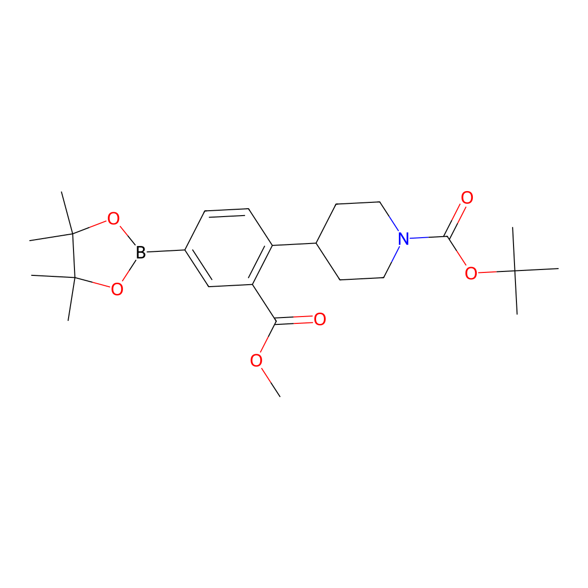 3-Methoxycarbonyl-4-(N-Boc-piperidin-4-yl)phenylboronic acid pinacol ester molecular structure, CAS 2223045-55-2
