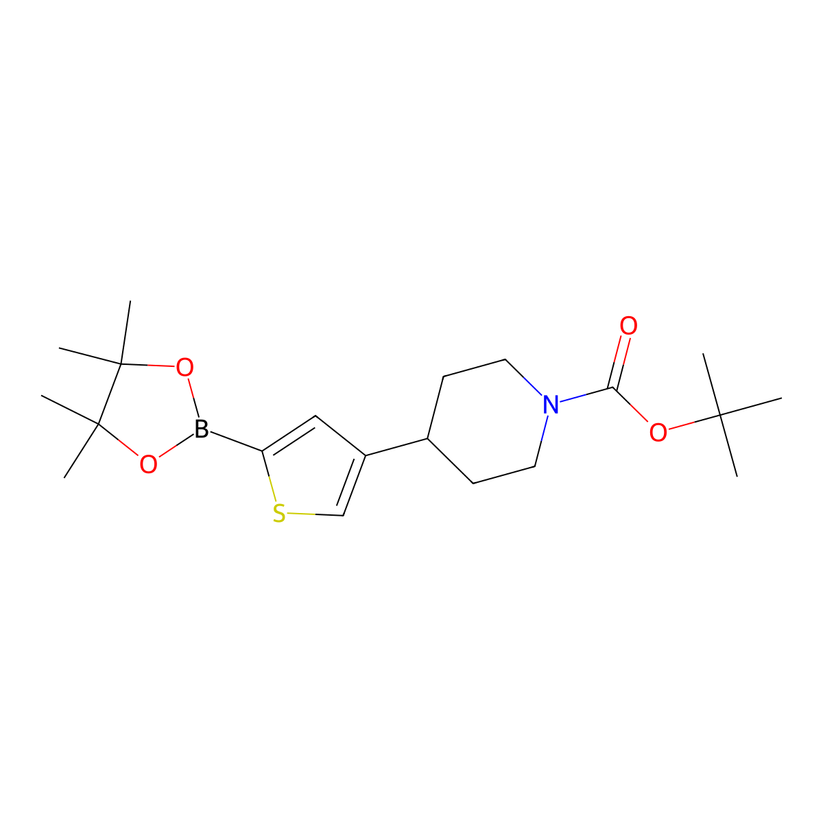 4-(N-Boc-piperidin-4-yl)thiophene-2-boronic acid pinacol ester molecular structure, CAS 2223045-62-1