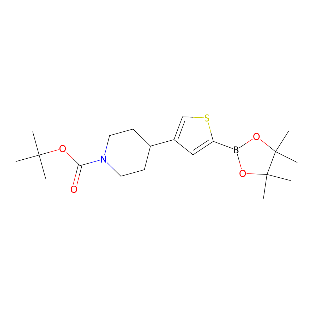 4-(N-Boc-piperidin-4-yl)thiophene-2-boronic acid pinacol ester molecular structure, CAS 2223045-62-1