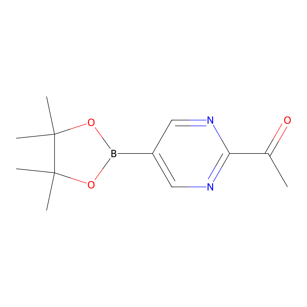 1-(5-(4,4,5,5-Tetramethyl-1,3,2-dioxaborolan-2-yl)pyrimidin-2-yl)ethanone molecular structure, CAS 2223045-63-2