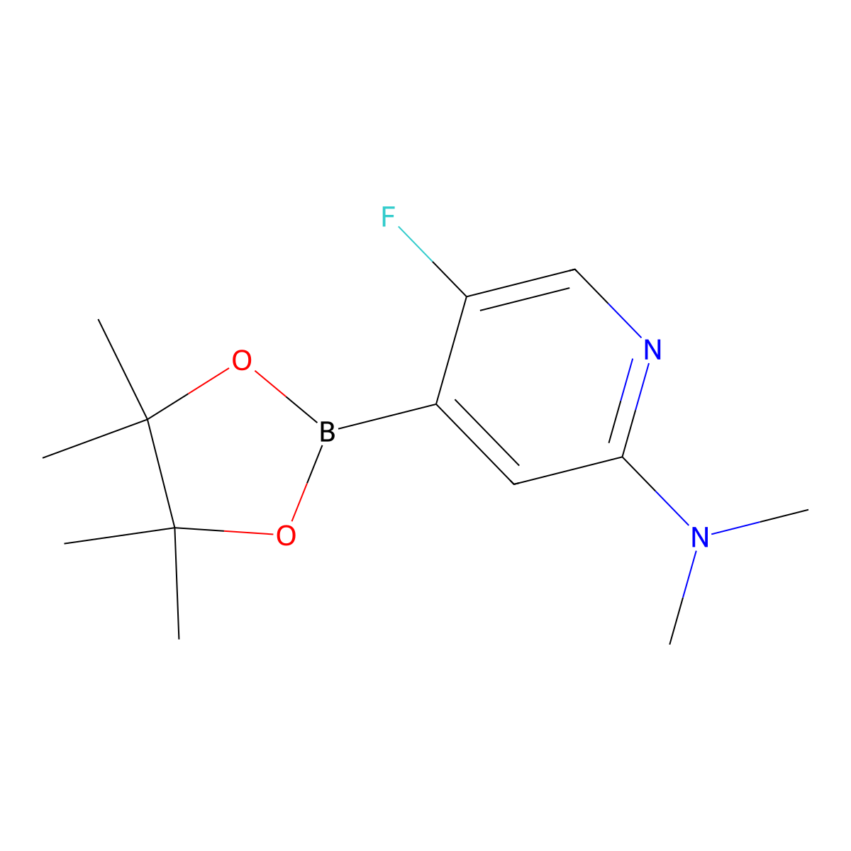 5-Fluoro-2-(dimethylamino)pyridine-4-boronic acid pinacol ester molecular structure, CAS 2223045-72-3