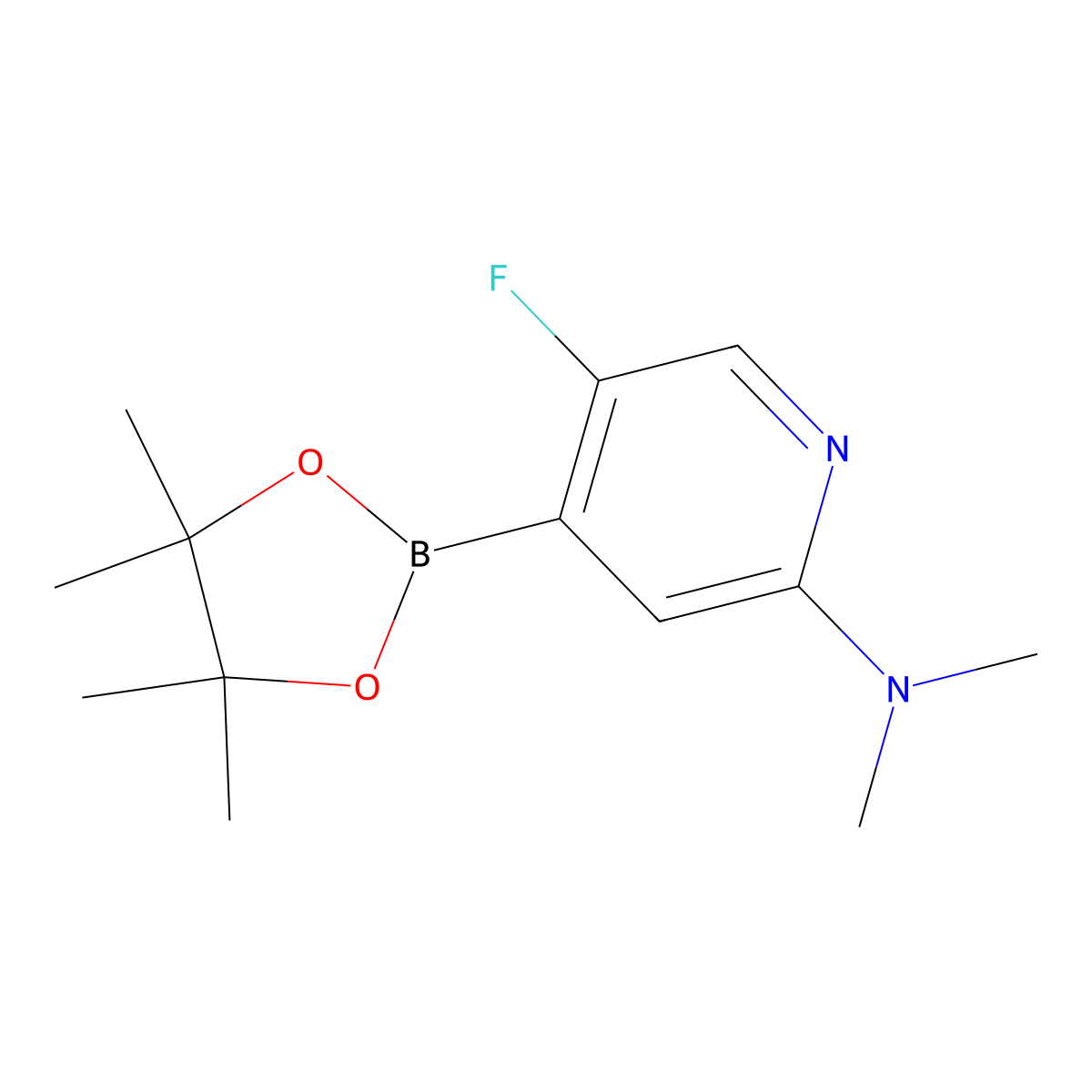 5-Fluoro-2-(dimethylamino)pyridine-4-boronic acid pinacol ester molecular structure, CAS 2223045-72-3