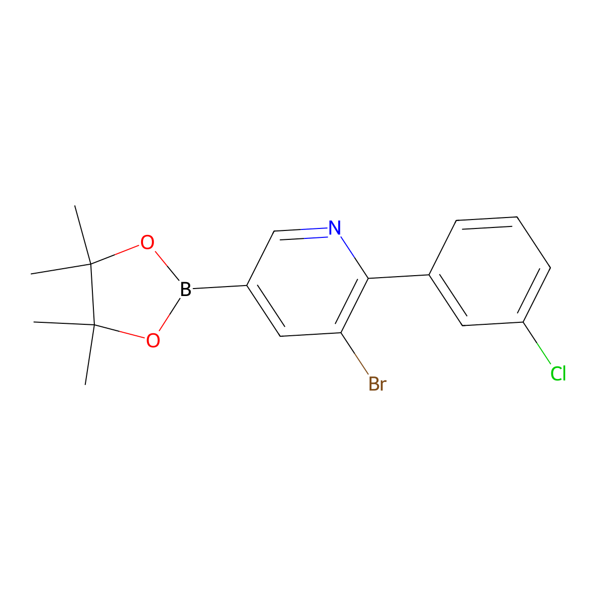 5-Bromo-6-(3-chlorophenyl)pyridine-3-boronic acid pinacol ester molecular structure, CAS 2223045-76-7