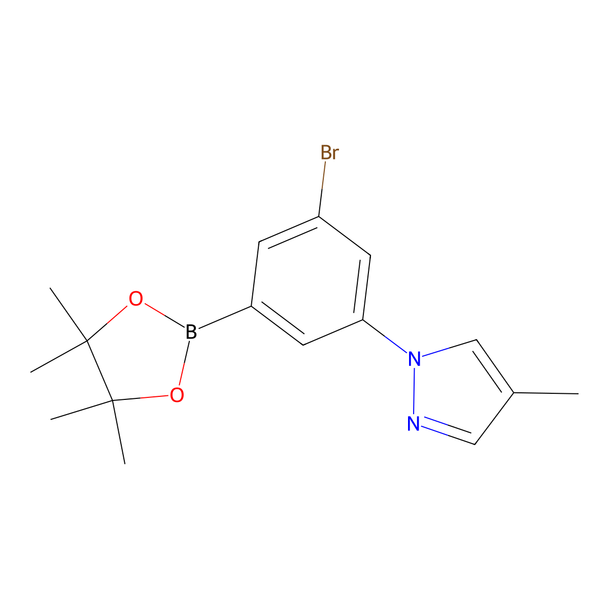 3-Bromo-5-(4-methyl-1H-pyrazol-1-yl)phenylboronic acid pinacol ester molecular structure, CAS 2223045-82-5